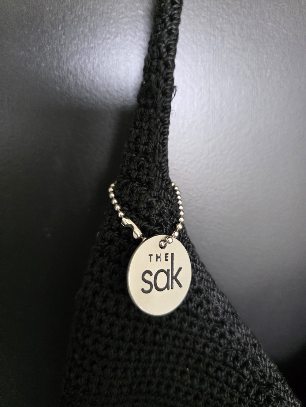 The Sak Black Crochet Knit Shoulder Bag Hobo Boho Slouchy Handbag Casual Tote - Picture 4 of 8